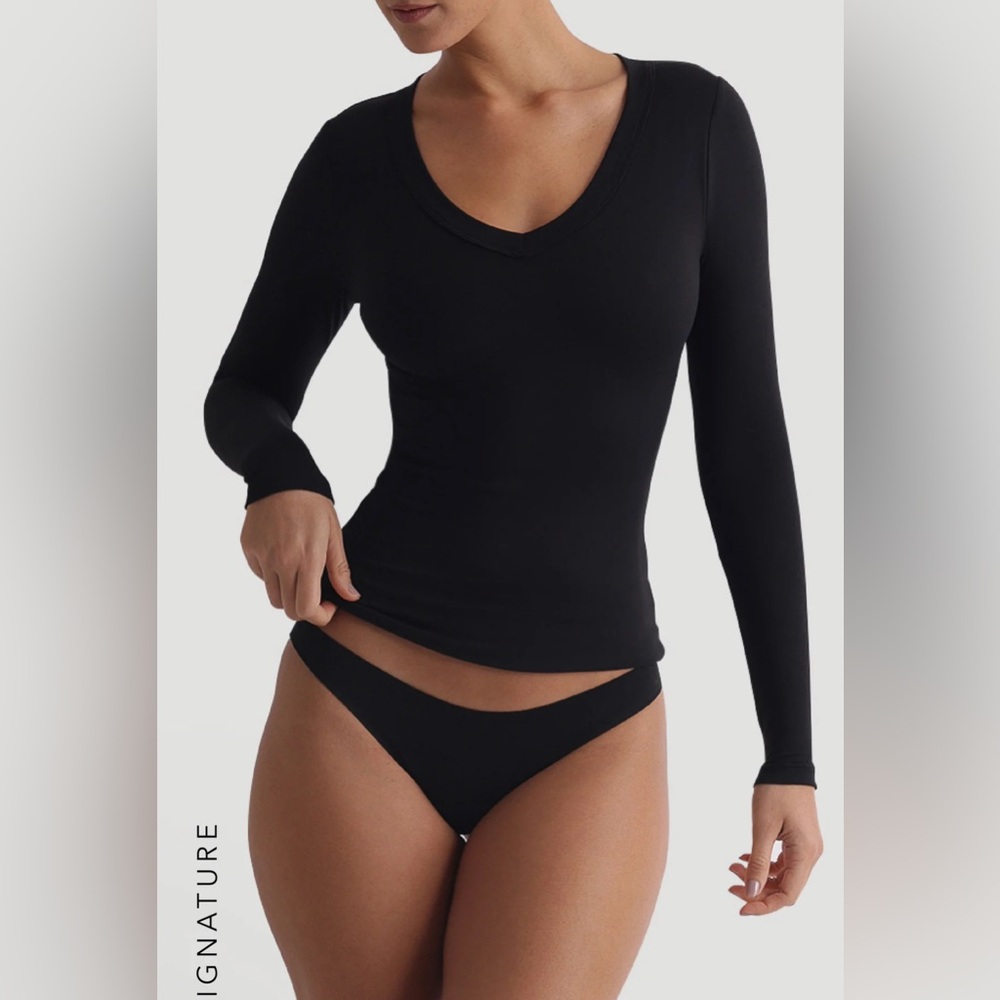 v shape long sleeve t shirt black my outfit online